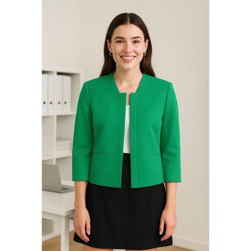CLASSIQUES ENTIER Kelly Green Blazer Jacket‎ Snap Closures Windowpane Large